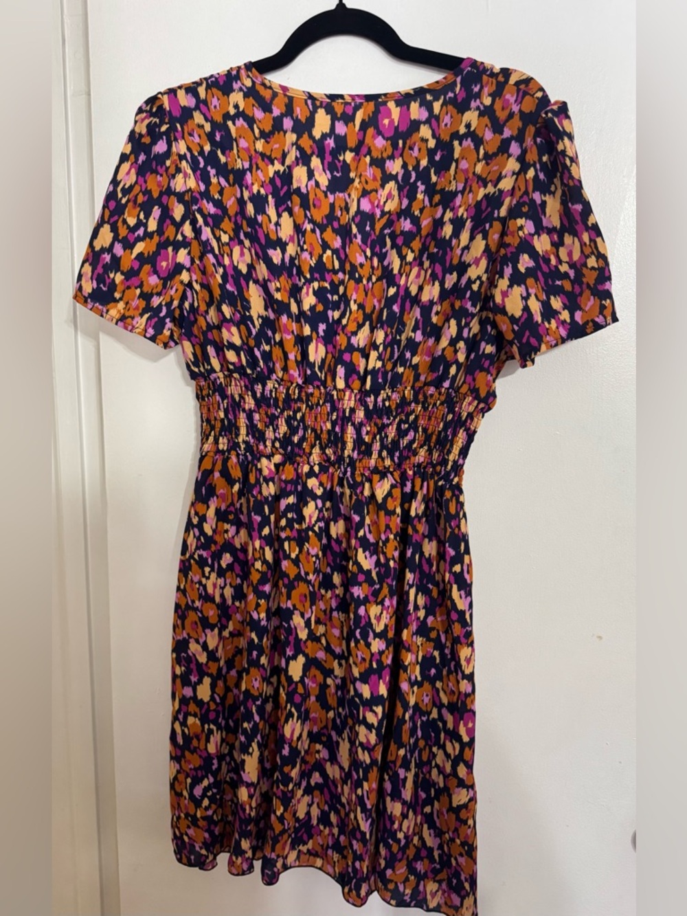 SHEIN Purple Floral Twist-Front Tunic with Pink and Tan Accents size L (8-10)
